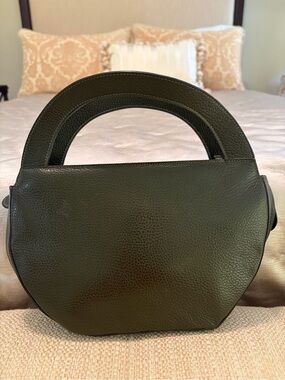 VTG MINOBOSSI Bag Purse Olive Green Pebbled Leather Made In Italy Strap